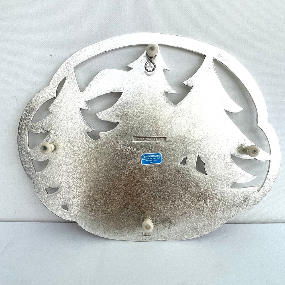 Wm A VTG 80s Rogers Ltd Silver Plate Swan Christmas Trivet Wall Hanging Japan - Picture 7 of 9